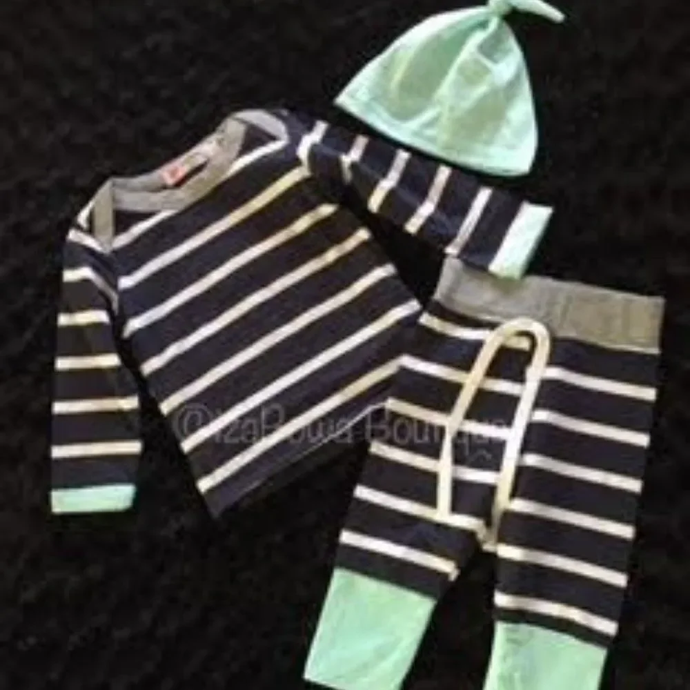 Navy & Aqua 3 pc Workout Set 4196 newborn-6 months    NWT Boutique